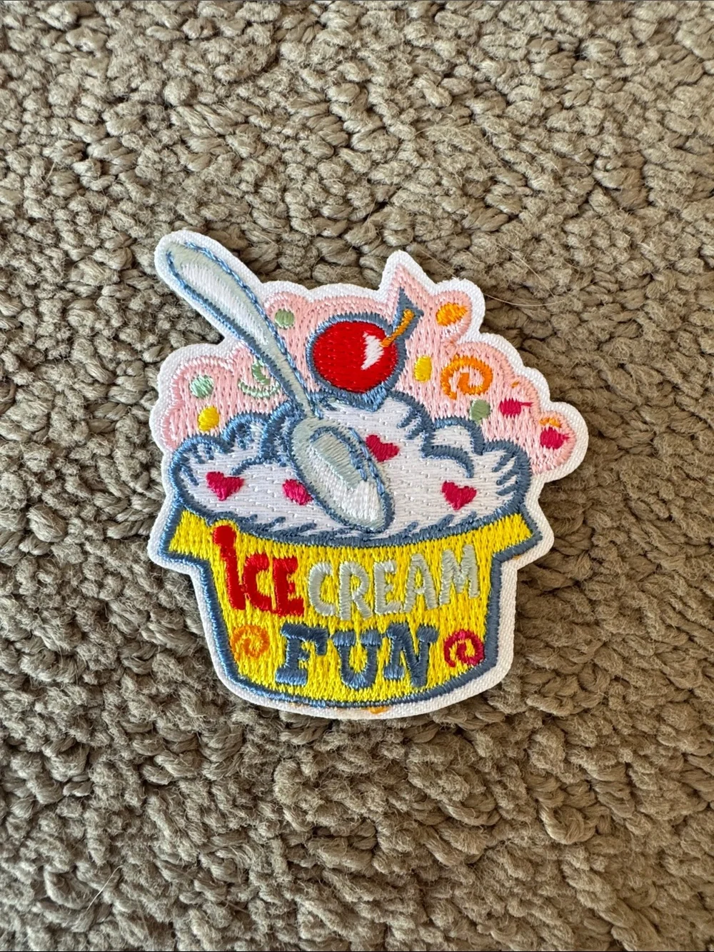 Ice Cream Fun Embroidered Patch - Yellow, Pink, Red